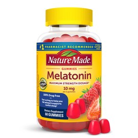 Nature Made Nature Made Melatonin 10mg per serving Gummies, Maximum Strength Dosage, 100% Drug Free Sleep Aid for Adults, 60 Melatonin Gummies, 30 Day Supply