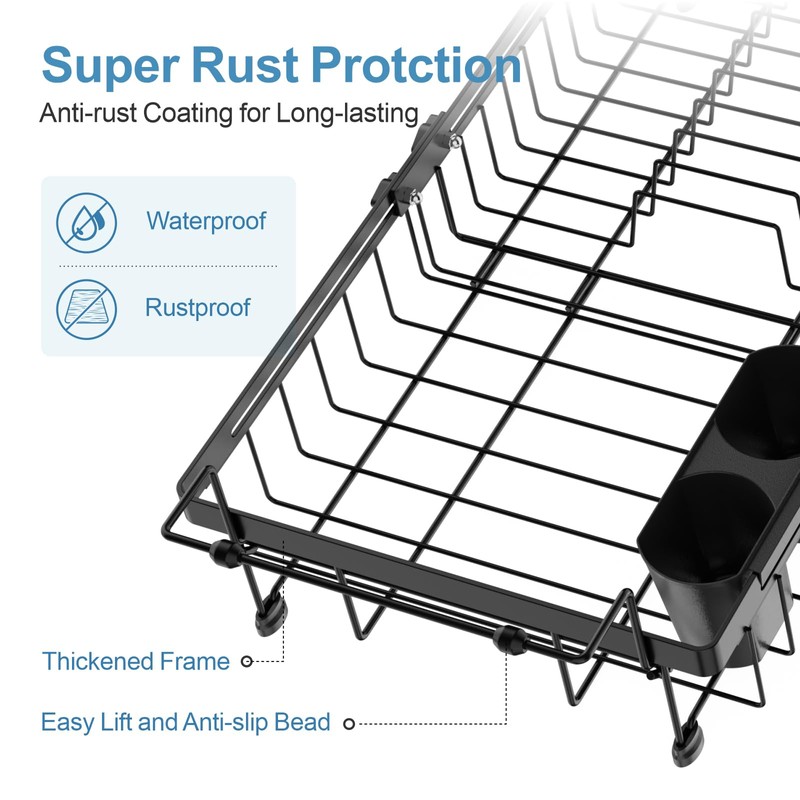 iSPECLE Expandable Dish Drying Rack for Large Sink - Adjustable