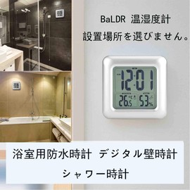 Aiyoupin Waterproof Clock Thermometer Hygrometer Digital Large LCD Screen Shower Wall-mounted Bathroom Shower Wall Clock Thermometer Hygrometer Clock Humidity Display Thermometer Digital for Bath