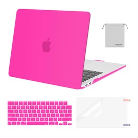 MOSISO Compatible with MacBook Air 13 inch Case 2022, 2021-2018 Release A2337 M1 A2179 A1932, Plastic Hard Shell&Keyboard Cover&Screen Film&Storage Bag for MacBook Air 13.3 inch Case, Bright Rose