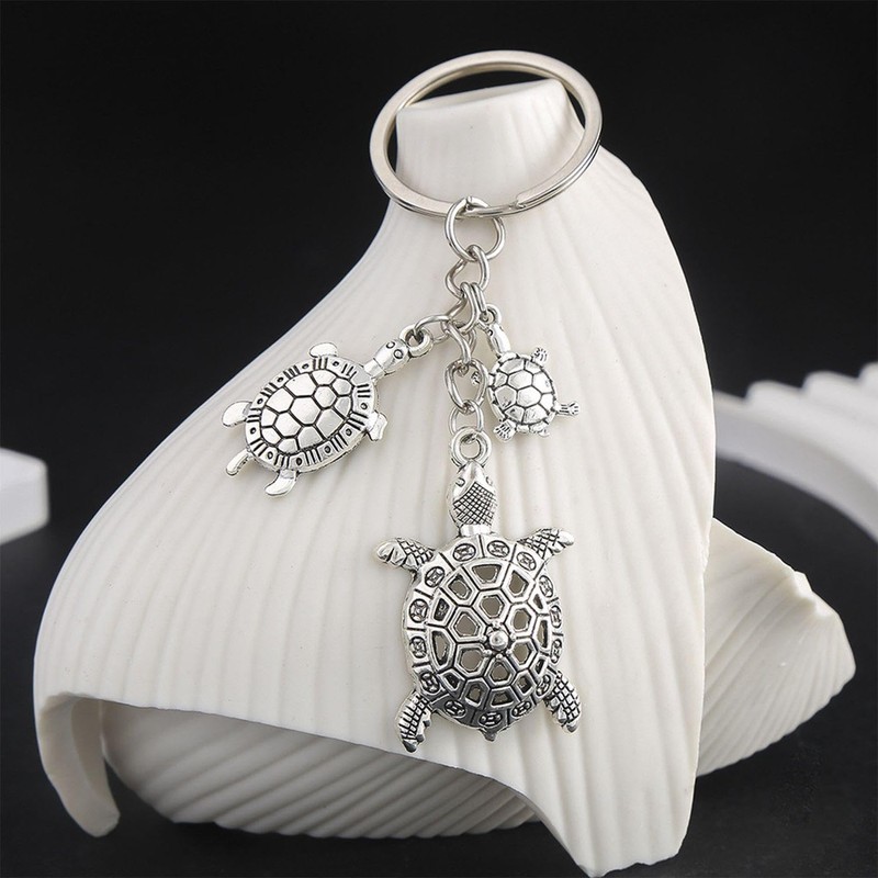 4 Pieces Turtle Keychains, Creative Cute Keychains, Animal Keychains, Metal