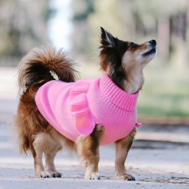 Huskimo Frill Knit Dog Jumper, Bubblegum, 33cm