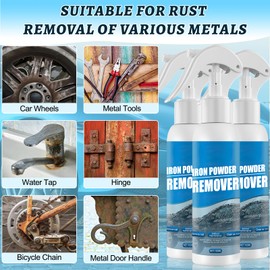 Car Rust Removal Spray,Iron Powder Remover,Rustout Instant Remover Spray,Multifunctional Paint Cleaner Car Maintenance Powder Spray Rust Remover Iron Cleaning,Iron Powder Remover for Car (3PCS*100ML)