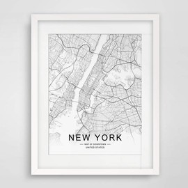 New York Map Wall Art New York Street Map Print New York Map Decor City Road Art Black and White City Map Office Wall Hanging 11x14inch Unframed