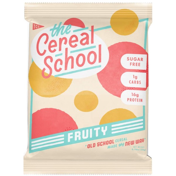 Schoolyard Snacks Low Carb Keto Cereal - Fruity - 12 Pack x 26g Single Serve Bags - High Protein with Only 100 Calories Per Bag - All Natural Ingredients, Gluten, and Grain-Free, Non-GMO