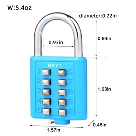 NBYT 5 Digit Padlock Digital Combination Lock, Button Safety Digital Lock, Applicable to Gym or Sports Locker Room, Box, Toolbox, Fence, Cabinet Buckle