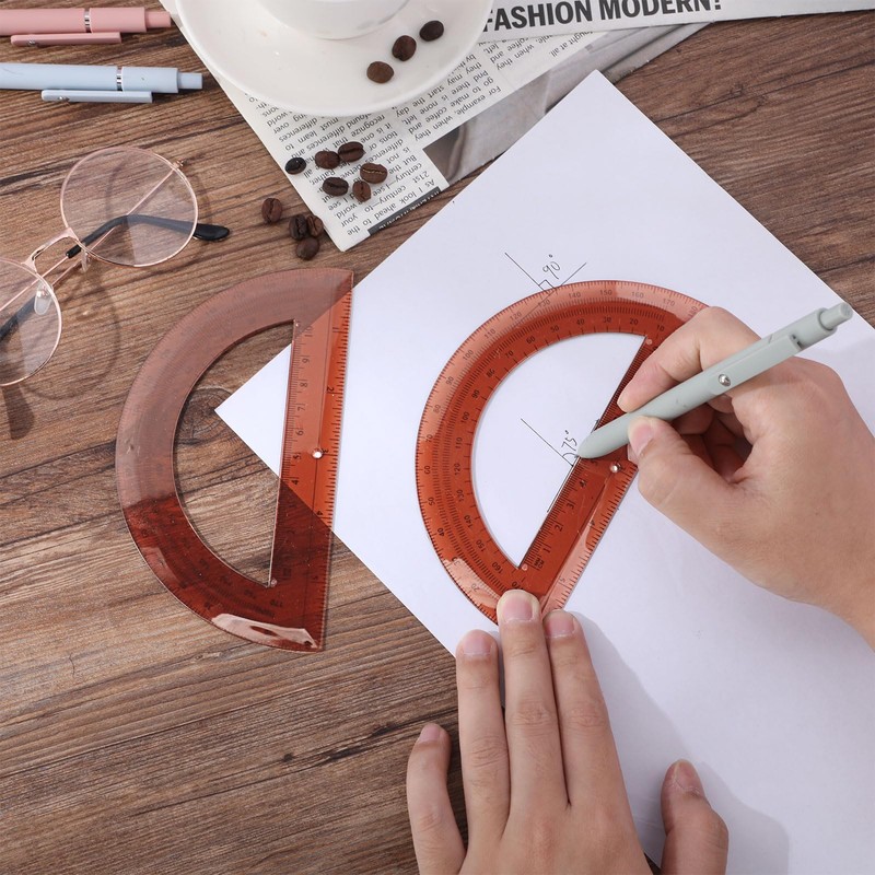 Zonon 2 Pcs 6 Inch Plastic Protractor Math Protractors 180