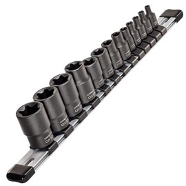 CARBYNE External Torx (eTorx) Socket Set - 13 Piece, E4 to E24 | Chrome Vanadium Steel, 1/4-inch, 3/8-inch & 1/2-inch Drive