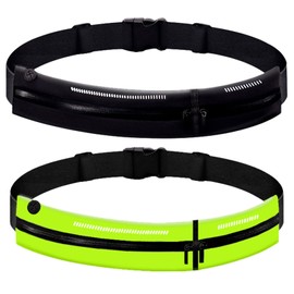2pcs Running Belt with Adjustable Elastic Strap, Waterproof Running Waist Bag Waistpack, Sweatproof Running Fanny Pack Fitness Pouch Belt for Workout, Exercise, Cycling, with Reflective Strip