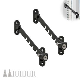 0XBIT Window Tilt Regulator with Lock, 2 Piece Made of Iron Window Opening Restrictors, Multi-Level Adjustable Tilt Window Lock, Window Restrictors, Tilt Window Limiter, Suitable for Most Windows