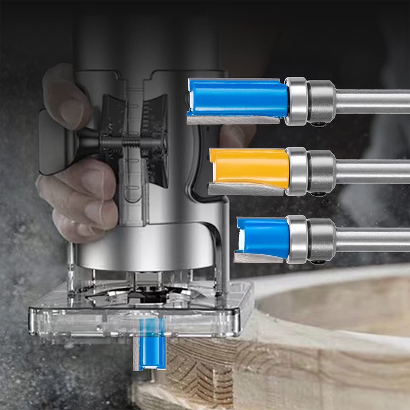 HPMAISON 3PCS 1/4 Inch Shank Flush Trim Pattern Template Router