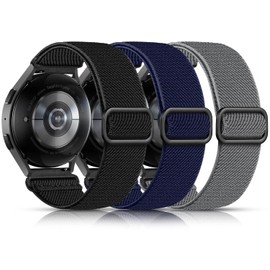 Lerobo Elastic Bands Compatible with Galaxy Watch 6/5/4 40mm 44mm,for Galaxy Watch 5 Pro Band 45mm/for Galaxy Watch Classic 6 & 4 Band/Active 2,3 Pack 20mm Soft Adjustable Nylon Breathable Sport Band