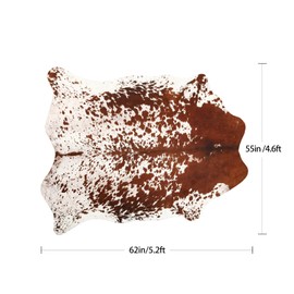 LYENDOS Cowhide Rug 4.6 x 5.2 Feet, Cow Hide Rug Durable No-Slip Backing, Faux Cowhide Rug Thickened Elastic, for Bedroom Living Room Home Office Western Decor