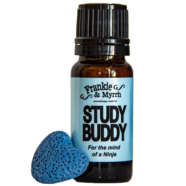 Frankie and Myrrh Study Buddy | Peppermint, Lemon, Rosemary Essential Oil Blend for Focus, Memory | Includes Portable Lava Stone Diffuser|10mL