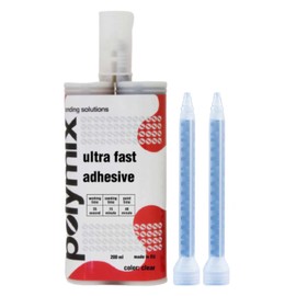 Polymix Ultra Fast Automotive Multipurpose Plastic Repair and Adhesive 200ml Cartridge & Two Application Mixing Nozzles (Black)