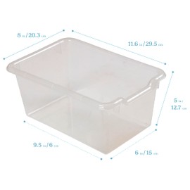 ECR4Kids Scoop Front Storage Bins, Multipurpose Organization, Clear, 25-Piece