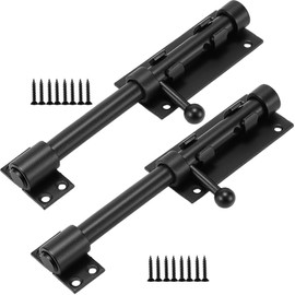 ZEONHEI 2 Pack 8 Inch Stainless Steel Slide Bolt Latch - Heavy Duty Thickened Gate Lock with Black Finish for Outdoor Fence and Wooden Doors