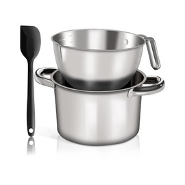 Marsheepy Double Boiler Pot Set, 2500ML（2.3QT） Mixing Bowl for Chocolate Melting, 4000ML（3.63QT） Stainless Steel Pot With Silicone Spatula for Melting Chocolate, Candy, Candle, Soap, Wax