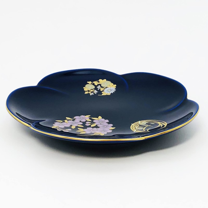 Koransha R3003-FS4 R3003-FS4 Famous Dish, Ruri Hanamaru Crest, 5 Piece