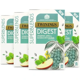 Twinings Superblends Digest Tea - Spearmint Herbal Tea Infusion with Apple, Rooibos & Baobab - 80 x Biodegradable Tea Bags