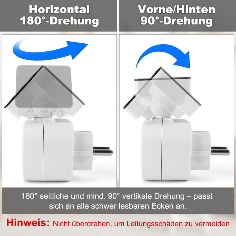 5 Modes Power Meter for Socket with 180° Rotating Display