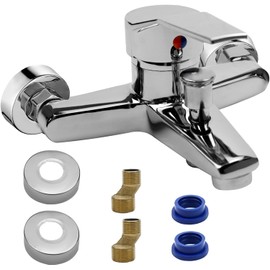 Shower Mixer Tap, Single Lever Bath Tap, Mixer Tap for Shower Wall Mounting, Shower Mixer Tap with Ceramic Valve Core, Chrome Tap Shower with G ½ Spout