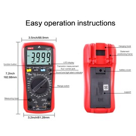 Multimeter UNI-T UT890D+ RMS Voltmeter Ammeter Ohmmeter AC/DC Counter Current Voltage Resistance Frequency Continuity Capacitance Diode (Distinguish Between Zero Line and Fire Line)
