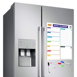Magnetic Whiteboard for Fridge: Multi-Functional Meal Menu Planner, with Colourful Erasable Pens