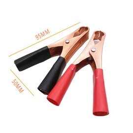 Heavy Duty Crocodile Clip, Alligator Clip Insulated Electrical Testing Circuit Large Clamps 2pcs Red + Black