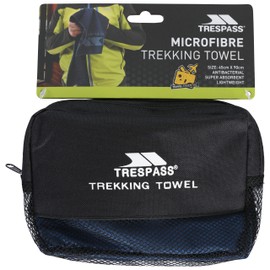 Trespass Soaked, Navy Blue, Antibacterial Fast Drying Microfiber Towel with Pouch, 45 x 90 cm, Blue