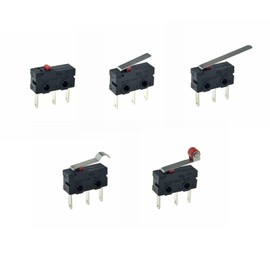 PDOLIGBDN Toggle Switches 5Pcs Mini Micro Limit Switch NO NC SPDT 3 Pins 8mm Longer Terminals 5A 125V 250V 29mm Roller Arc Lever Action Push Microswitches(No Lever 8mm Pin)