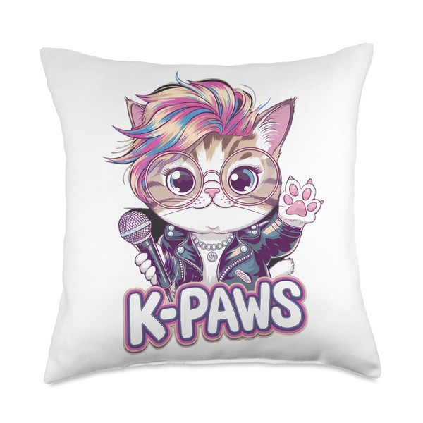 K-Paws Cat K-Pop Idol Punny Design for K-Pop Fans Throw