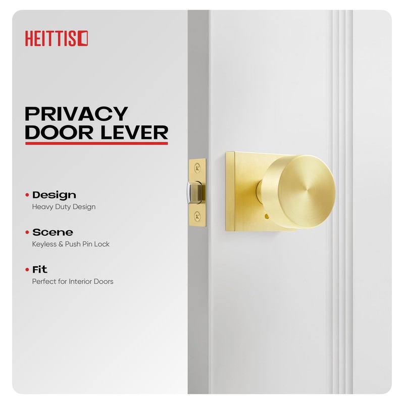 Heittis 3 Pack Gold Door Knobs Interior, Heavy Duty Gold