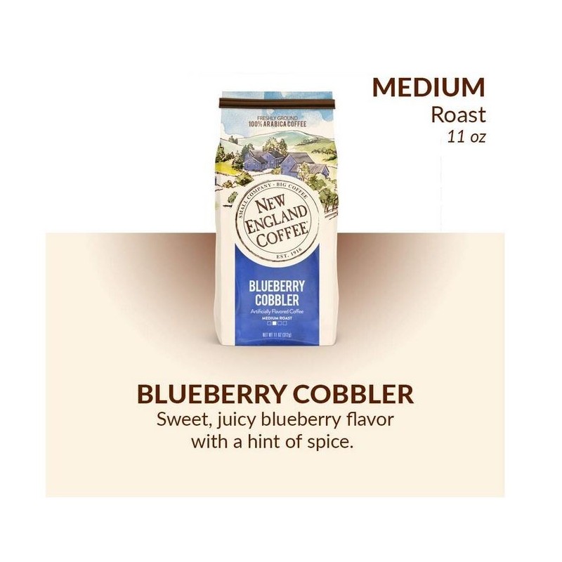 New England Coffee Blueberry Cobbler Medium Roast Ground Coffee, 11oz