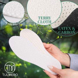 TULMERO Barefoot Activated Carbon Insoles - Barefoot Soles Against Foot Odour, Shoe Insoles Soft for Insoles Barefoot Shoes 2 Pairs Size 42