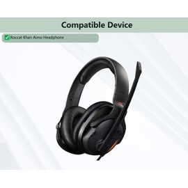 XRHTONG Roccat Khan Aimo Prime Ear Pads Replacement Compatible with Roccat Khan Aimo Headphones Ear Pads Cushion (Protein Leather/Memory Foam)