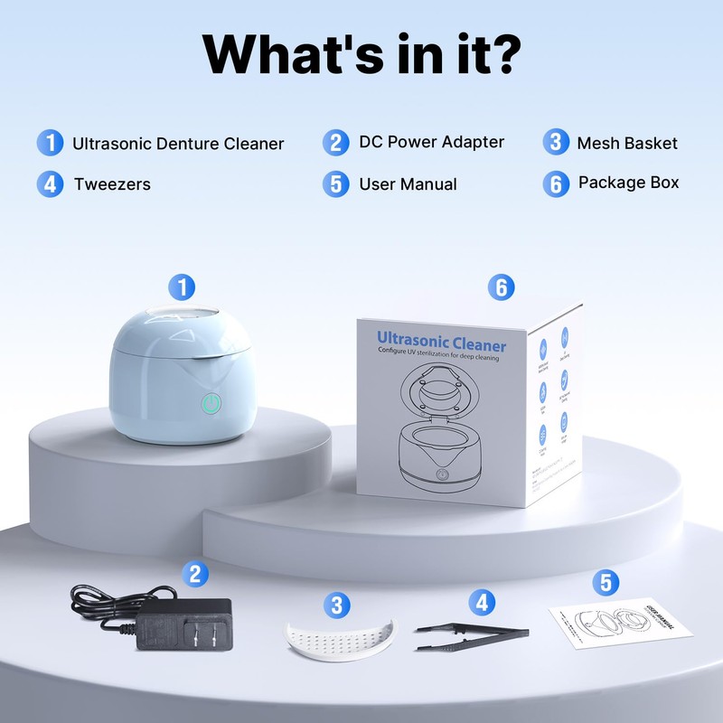 CXRUY Ultrasonic Retainer Cleaner - UV Dental Cleaning Pod Night