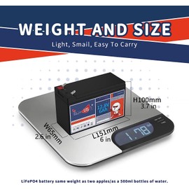 Timeusb 12V 6Ah LiFePO4 Lithium Battery, Deep 2000+ Rechargeable Cycle, Low Self-Discharge and Light Weight, Perfect for Kid Camper, Lights and Solar System Application