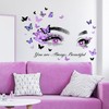 MagiMural Beautiful Eyelash Eyes Wall Stickers, Purple Flying Butterfly Peel