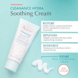 Avene Cleanance HYDRA Soothing Cream, Rich Moisturizer, Adjunctive Care for Drying Acne Treatments, 1.3 oz.