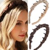 DANKORIER Non Slip Brown Headbands with Comb Pleated Hair Bands