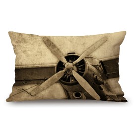 Airplane Lumbar Throw Pillow Cover 12x20 Inch Decorative Bedroom Living Room Old Aircraft Rectanglar Cushion Case for Bed Sofa Couch