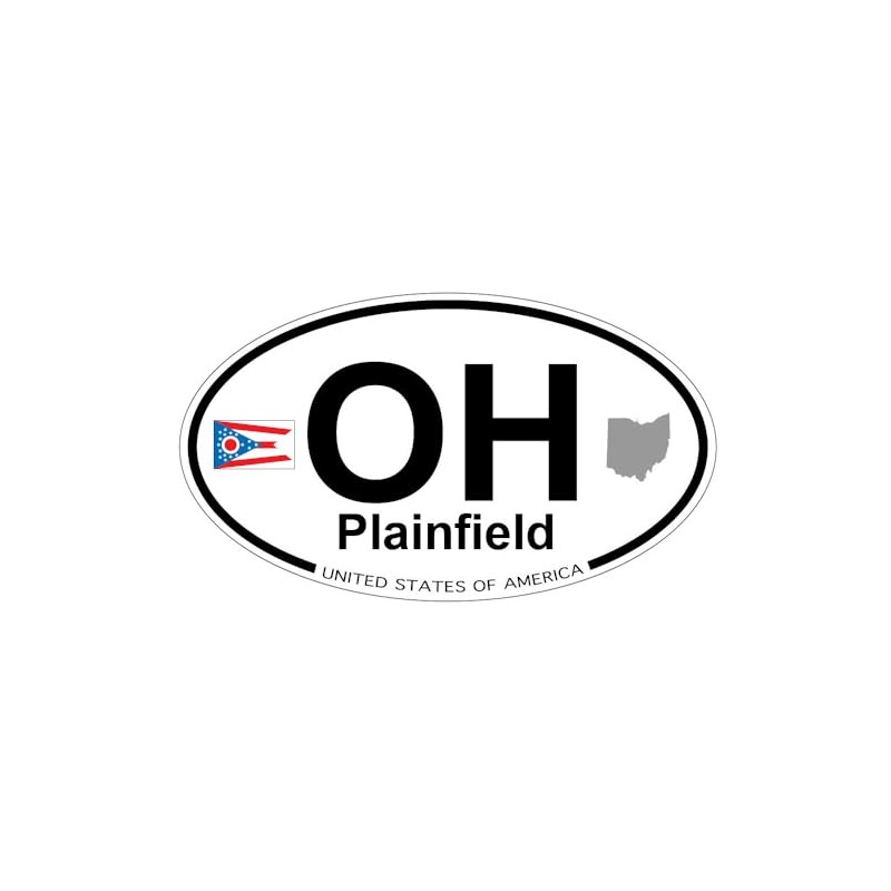 US Decal, Inc. Plainfield, Ohio Oval Sticker with State Flag