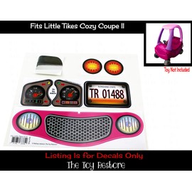 Replacement Decals Stickers Fits Little Tikes Cozy Coupe II Hot Pink