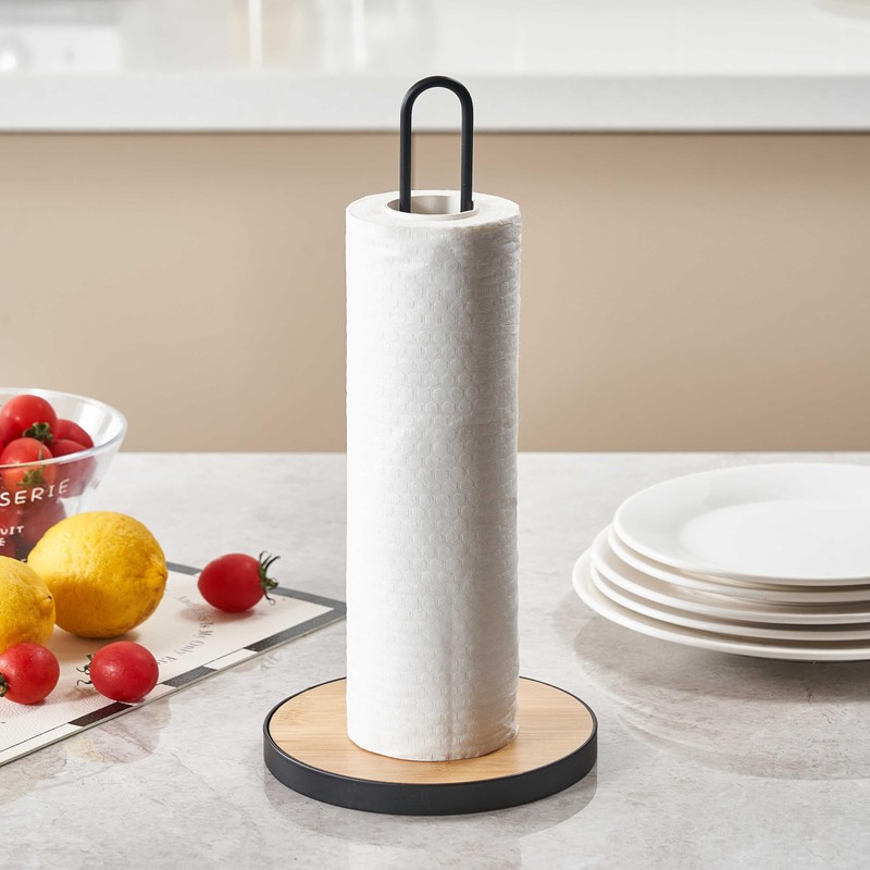 Eden & Willow Premium Metal Kitchen Roll Holder, Black Paper