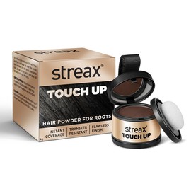 Streax Hair Root Touch Up for Grey Hair, Brown – 4gm | Root Cover Up Hair Powder I Covers Grey Hair & Bald Patches | Instant Hair Colour Touch Up, Root Concealer for Brown Hair