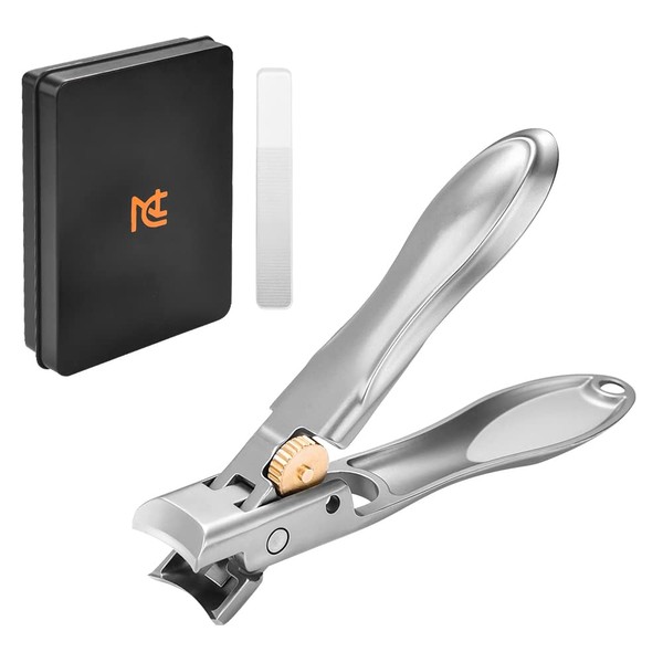 NCL Nonacosmlife Large Diameter Stainless Steel Toenail Clippers for Thick Toenails Nail Clipper and A File Best Fingernail and Toenail Clippers for Men Women & Seniors Silver