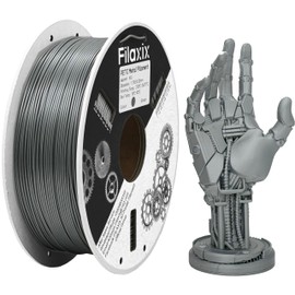PETG Filament 1.75mm Metallic Silver, PETG 3D Printing Filament, Compatible with Bambu LAB, K1C,QIDI MAX3,FLASHFORGE Adventurer 5M,Prusa MK4 FDM 3D Printer,1KG