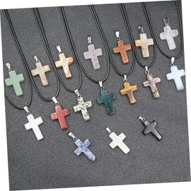 TEHAUX 20pcs Cross Bracelet Charms Dainty Stone Cross Chakra Crystals Cross Decor Crystal Necklace Cross Charms for Crystals Necklaces A Necklace Crystal Cross Pendant Gem Accessories
