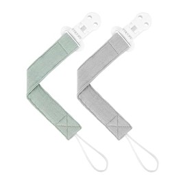 TYRY.HU - Clips para chupete de bebé, paquete de 2 clips para soporte Binky Paci, correa para chupete para niños y niñas, correa suave, universal, se adapta a la mayoría de chupetes